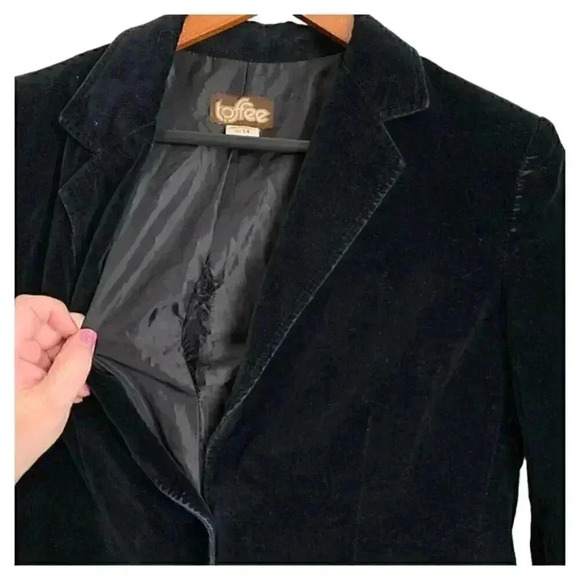 VTG Toffee Black Velvet Blazer - Women's Size 14 - Made in Japan - Picture 3 of 5